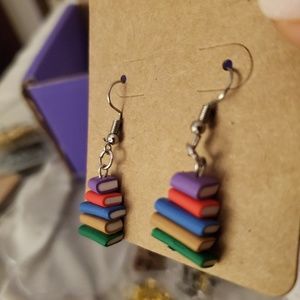 Stack of book earrings
